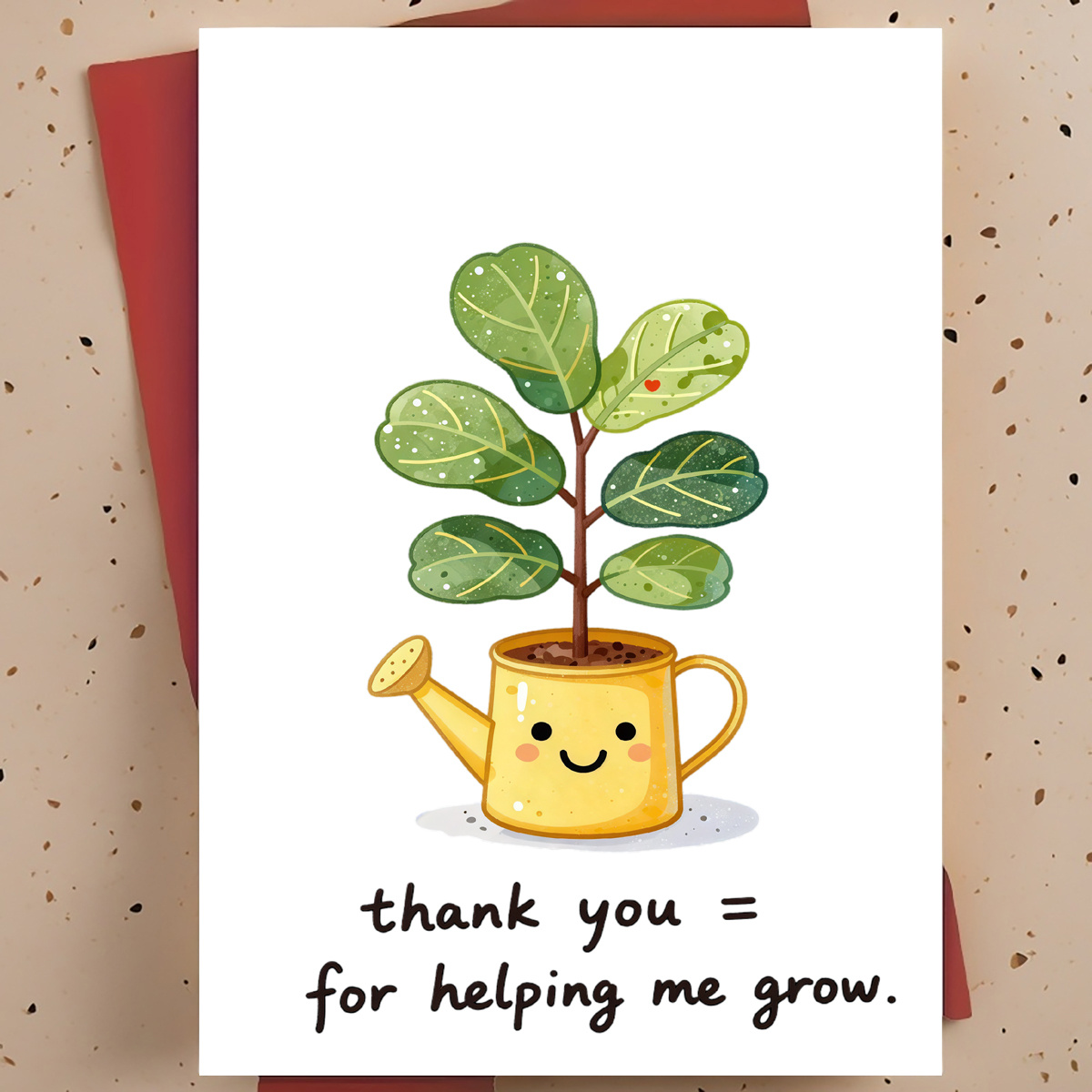 The Plant Parent - 先生、指導者、親のための甘くて温かい感謝カード 1 枚 - かわいい鉢植えの植物を手描きした漫画風の感謝カード