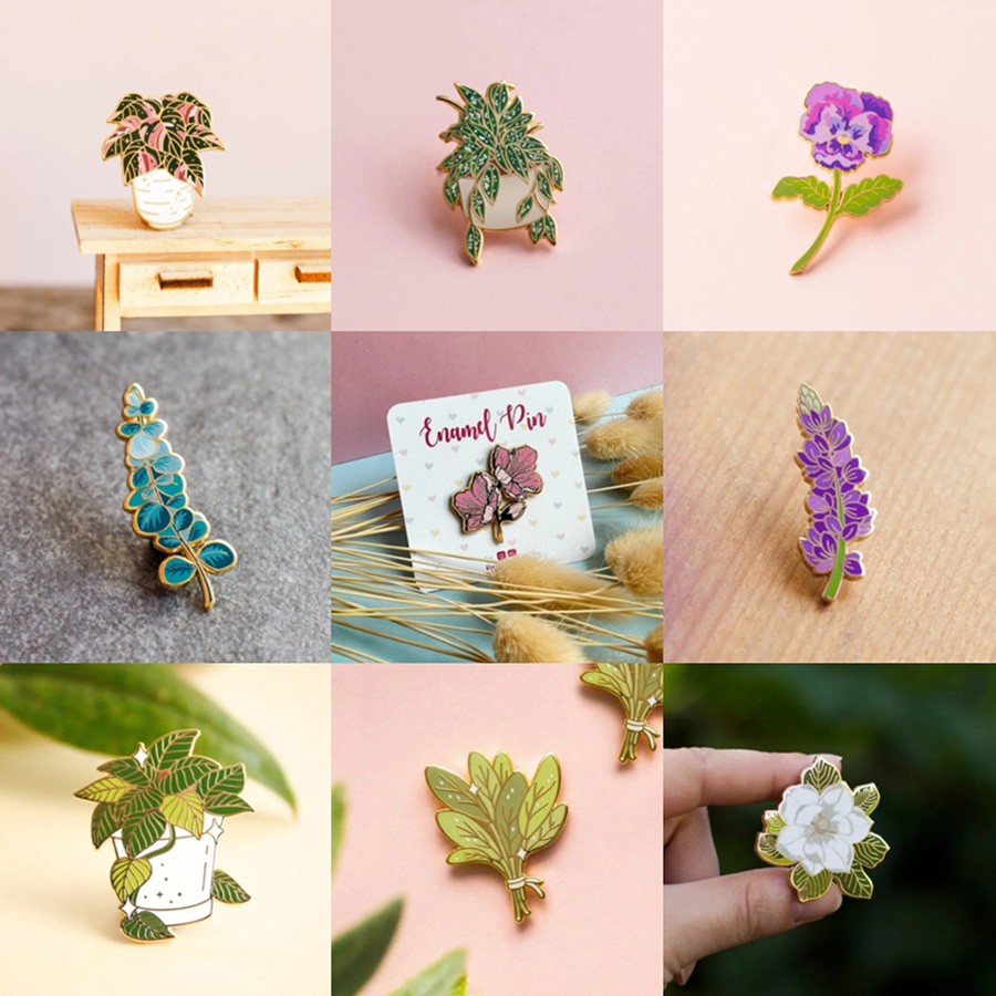 Philodendron Pink Princess - ピンクプリンセスフィロデンドロン、ホヤスプラッシュプラントエナメルピン観葉植物バッジユーカリブローチ植物、花愛好家へのギフト