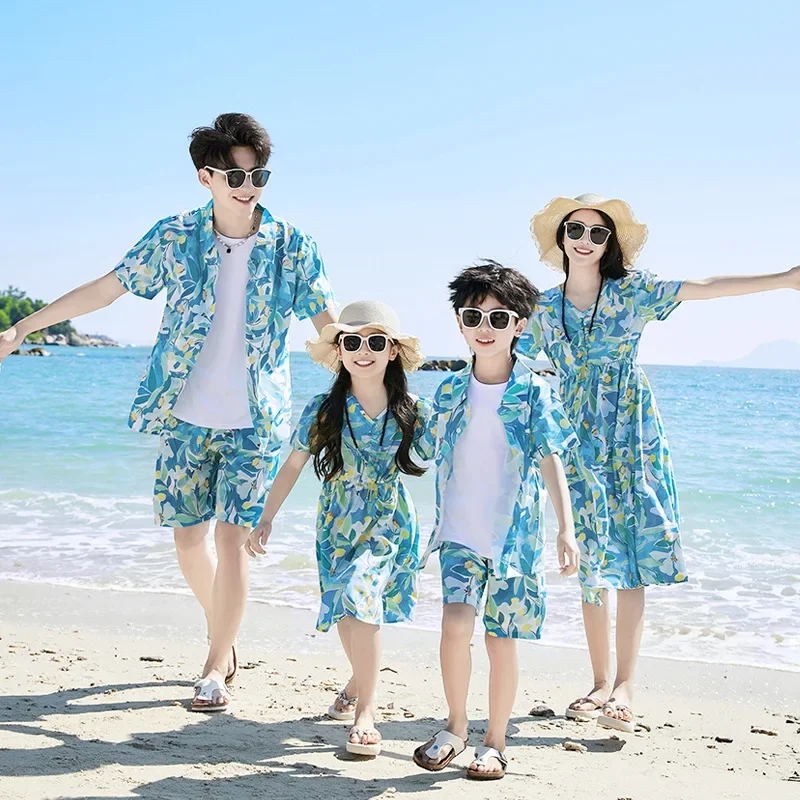 The Plant Parent - 父息子シャツセット服夏休みルック家族服母親子マッチングビーチカップル娘同じドレス
