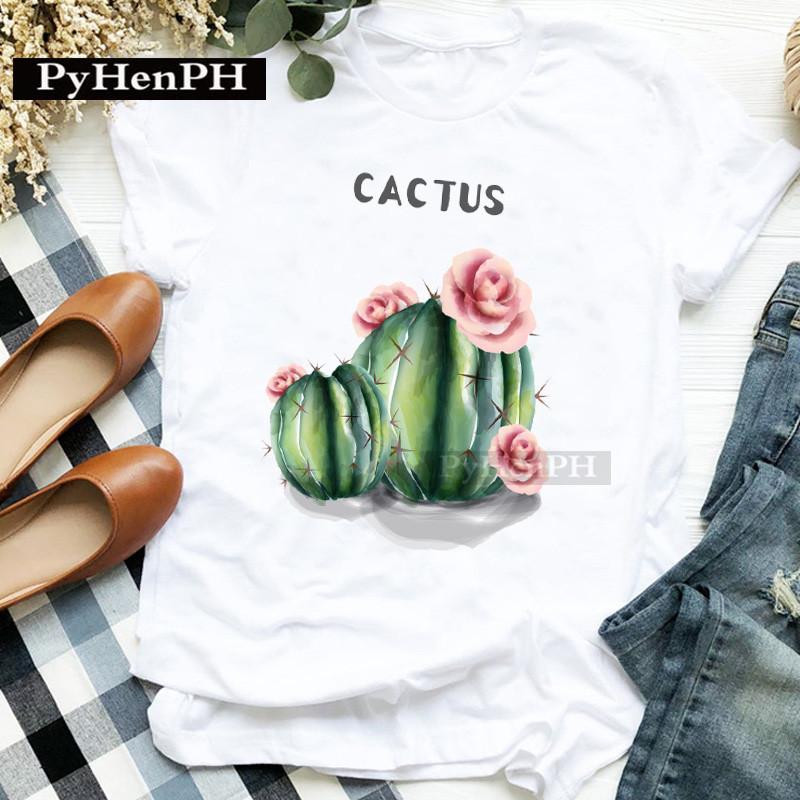 ファッション女性の個性サボテンプリント半袖Tシャツ親子スーツ - The Plant Parent のレビューと価格