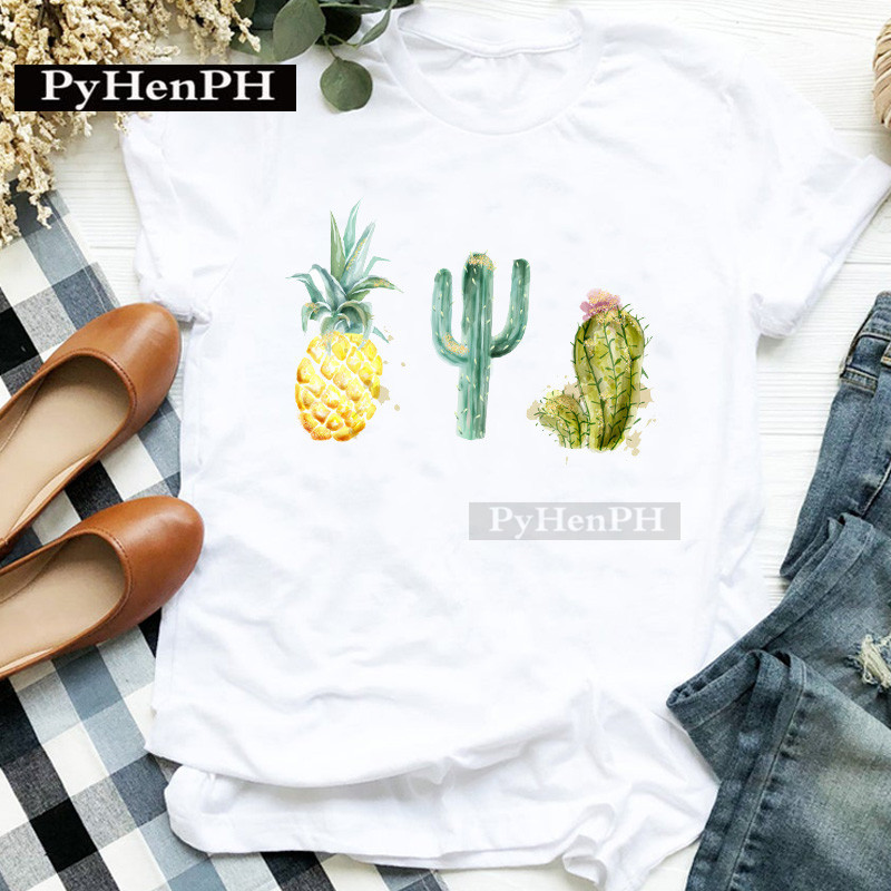 ファッション女性の個性サボテンプリント半袖Tシャツ親子スーツ - The Plant Parent のレビューと価格