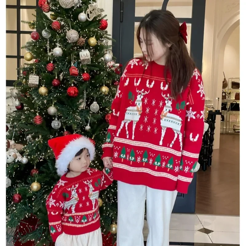 家族お揃いクリスマストナカイツリーセーター親子赤ニットジャン - The Plant Parent のレビューと価格