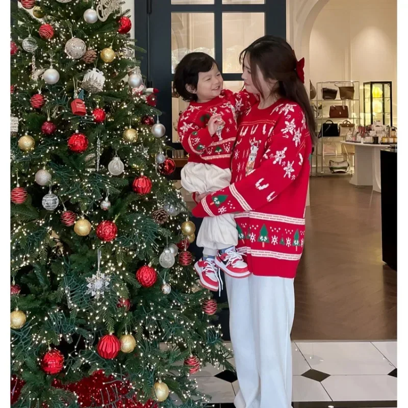 家族お揃いクリスマストナカイツリーセーター親子赤ニットジャン - The Plant Parent のレビューと価格