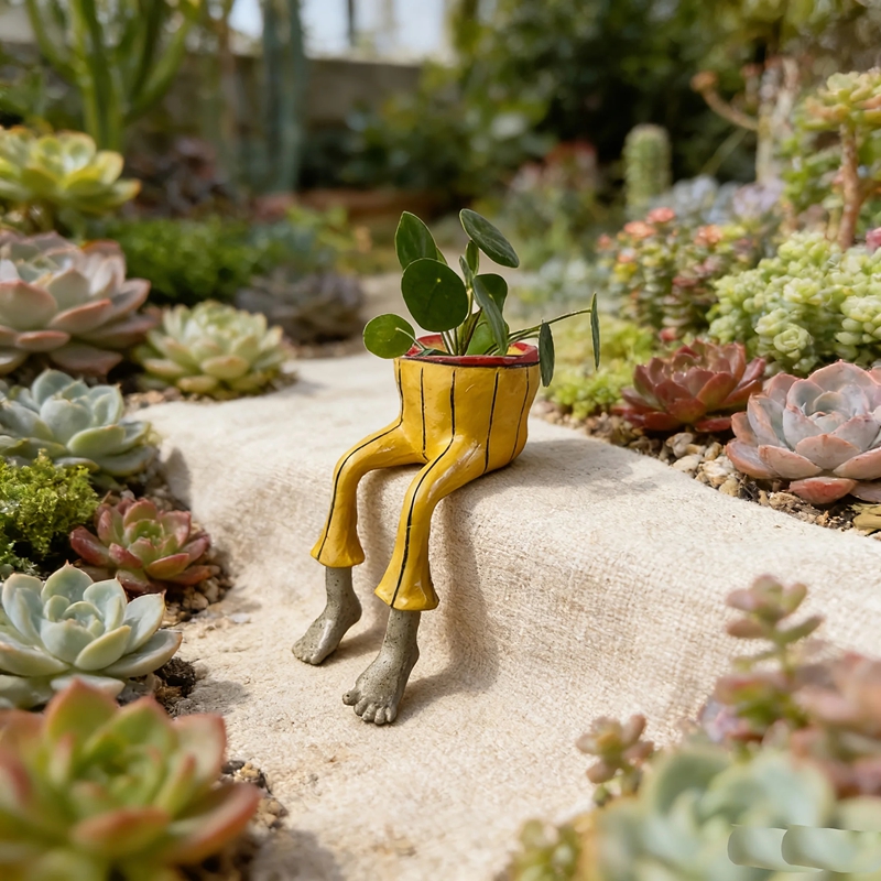 斬新な座り姿のセラミック製プランター、キュートなドレスとジー - The Plant Parent のレビューと価格
